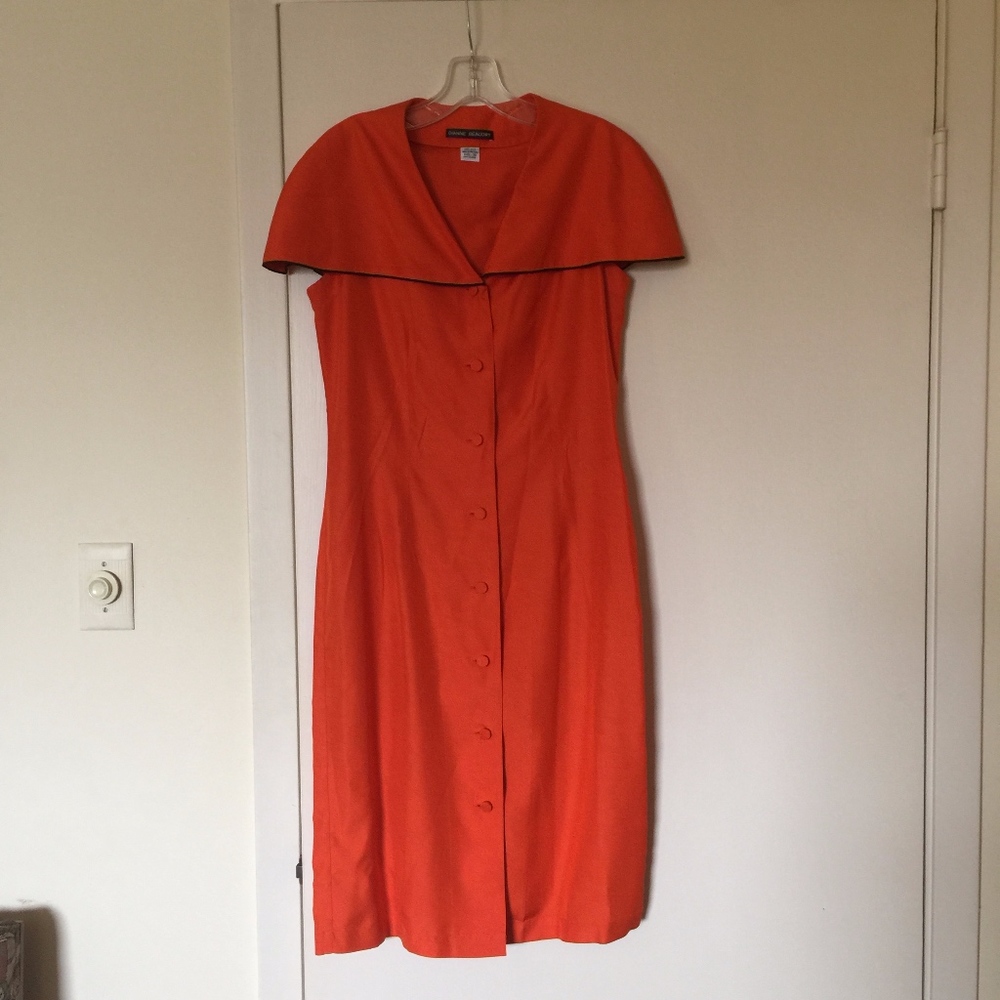 Vintage Orange Silk Pencil Dress